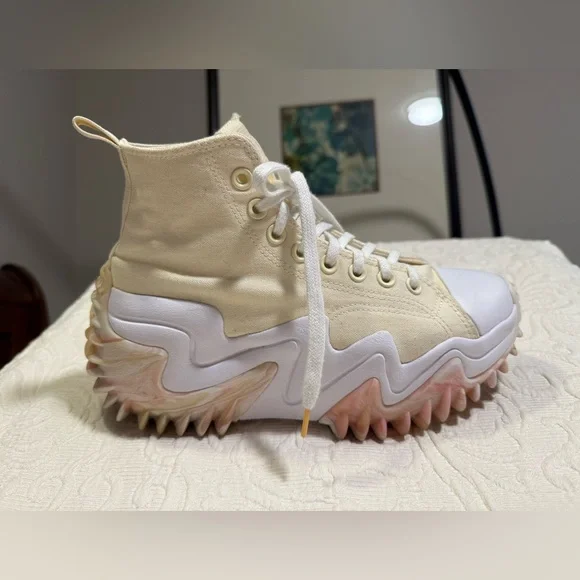 Converse Run Star Motion CX Soft Dune Pink Marbled High-Top Sneakers - Picture 2 of 8